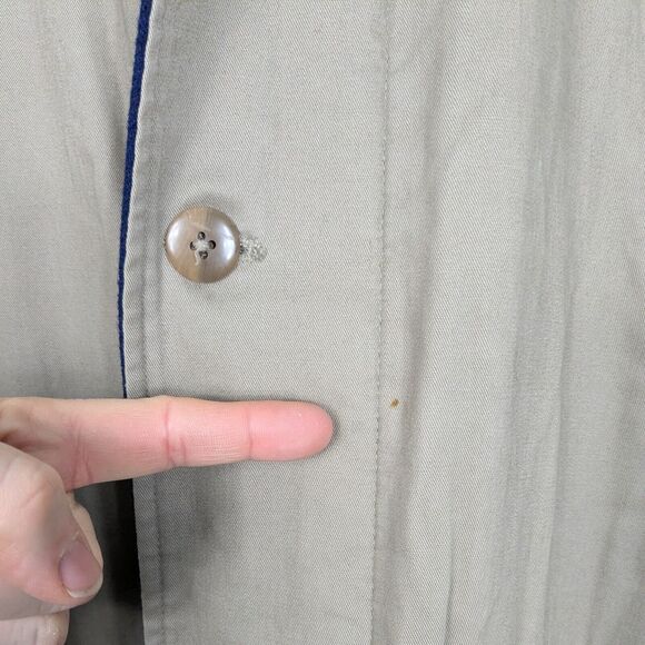 Vintage LL Bean Barn Jacket Mens L Tan Brown Leather Wool 80s 90s Chore Coat - Picture 15 of 16